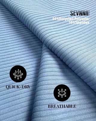 84% recyceltes Polyester 16% Spandexgehalt Polyester Spandex Stoff angepasste Farbe für Ihre Anforderungen