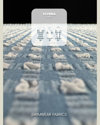 Hochwertiger strukturierter Schwimmstoff mit 115 cm Breite, 170 g/m² Gewicht und stilvollem strukturiertem Muster für Bademode