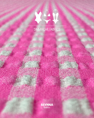 Recycelter Bademodenstoff mit 48 % Nylon, 46 % Polyester, 6 % Elasthan, 120-130 cm Breite und 170 g/m² Gewicht für nachhaltige Bademode